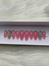 Load image into Gallery viewer, Sheer Pink with Rhinestones-Press ons
