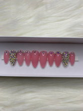 Load image into Gallery viewer, Sheer Pink with Rhinestones-Press ons
