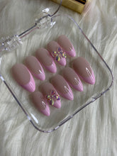 Load image into Gallery viewer, Pink French tips w/ a bow
