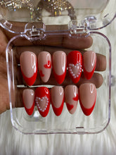 Load image into Gallery viewer, Red French tips with Pearls
