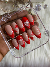 Load image into Gallery viewer, Red French tips with Pearls
