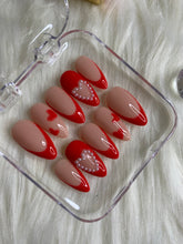 Load image into Gallery viewer, Red French tips with Pearls
