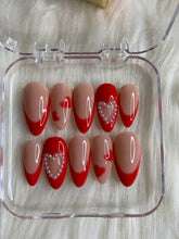 Load image into Gallery viewer, Red French tips with Pearls
