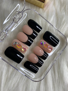 Black French tips with Bling