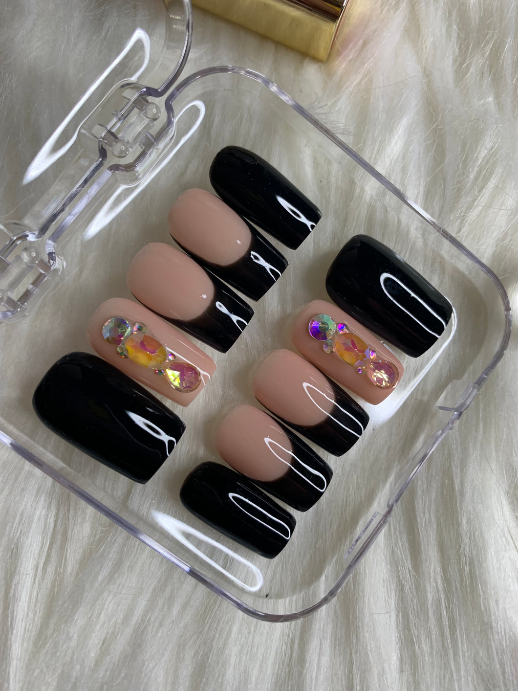 Black French tips with Bling