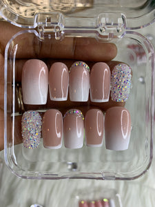 Ombre French Outline w/ Bling