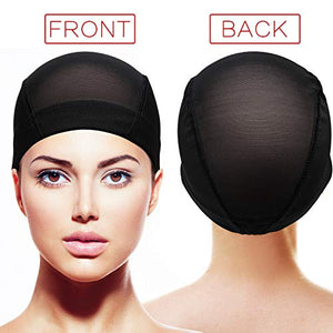 Dome Caps Stretchable Wigs Cap Spandex Dome Style Wig Caps For Men Women (8 Pack, Black Mesh Wig Caps)