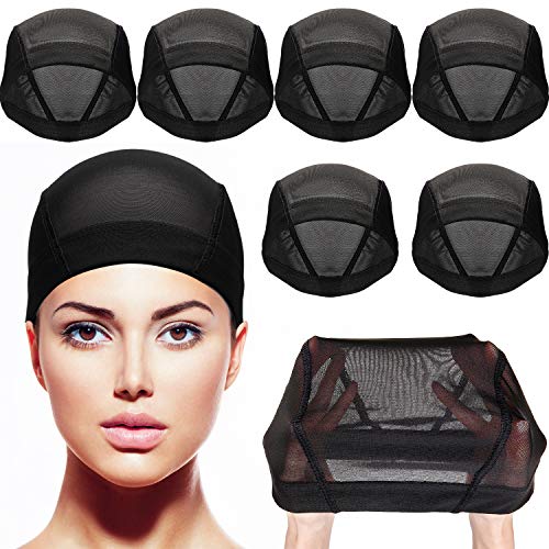 Dome Caps Stretchable Wigs Cap Spandex Dome Style Wig Caps For Men Women (8 Pack, Black Mesh Wig Caps)