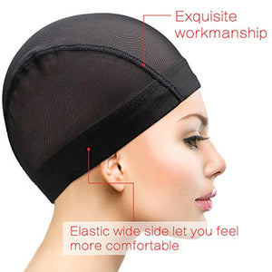 Dome Caps Stretchable Wigs Cap Spandex Dome Style Wig Caps For Men Women (8 Pack, Black Mesh Wig Caps)